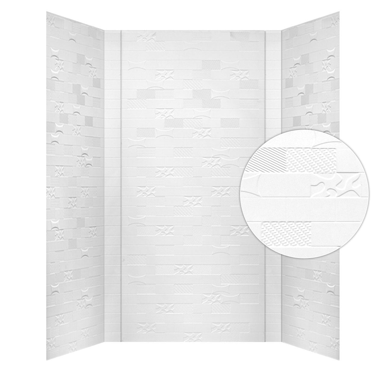 Versa Tile PVC Glue-up Tub and Shower Wall Panels Surround in Gloss White (96 Sq.ft) - 1 Piece